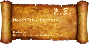 Maróthy Bertold névjegykártya